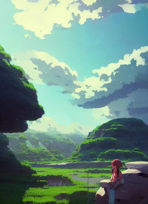 Image similar to portrait of jhon cena, cloudy sky background lush landscape illustration concept art anime key visual trending pixiv fanbox by wlop and greg rutkowski and makoto shinkai and studio ghibli