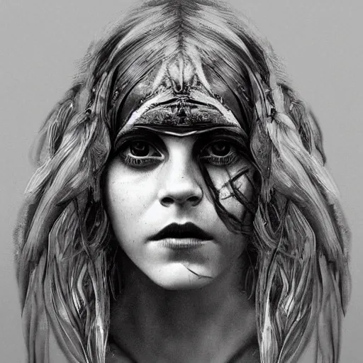 Image similar to Very funny Emma Watson looking like an old monkey, colorful painting on grey scale face, powerful , magic, thunders, dramatic lighting, intricate, wild, highly detailed, digital painting, artstation, concept art, smooth, sharp focus, illustration, art by artgerm and greg rutkowski and alphonse mucha, footage