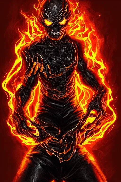 Image similar to ghost rider symbiote, comic strip style, dynamic lighting, fantasy concept art, trending on art station, stunning visuals, creative, cinematic, portrait, ultra detailed