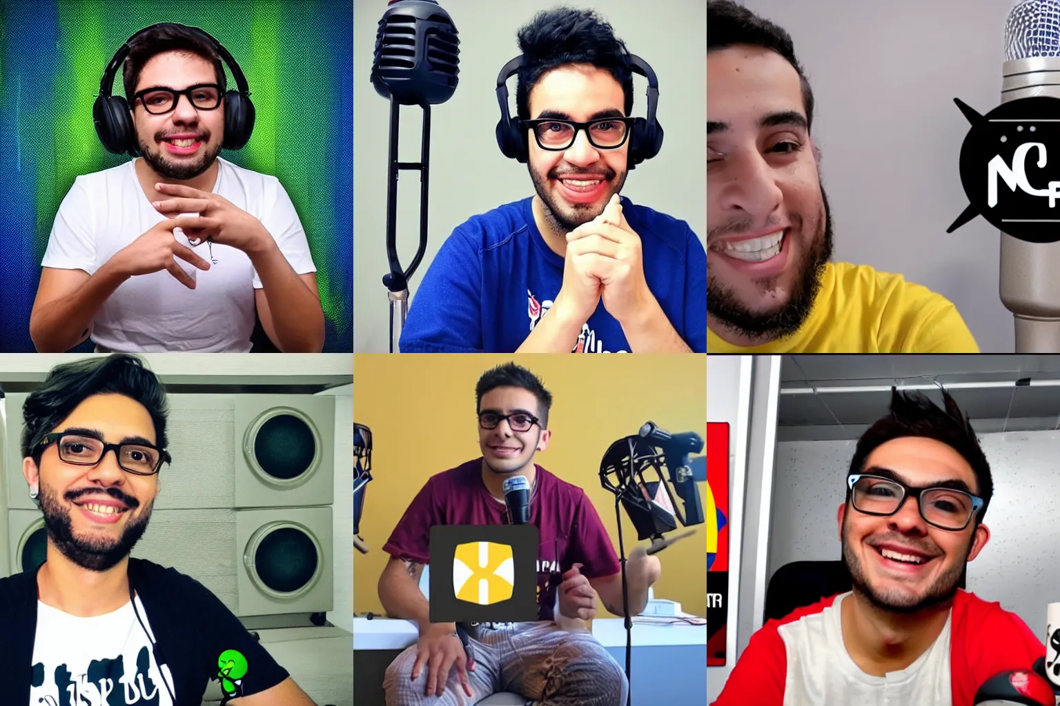 Prompt: Brazilian Youtuber Coisa de nerd, leon martins in a podcast