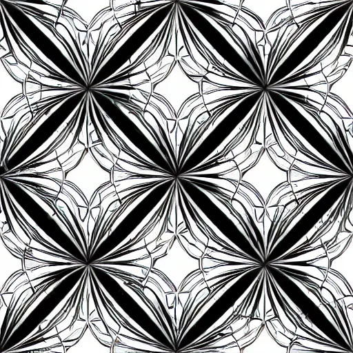 Prompt: symmetrical pattern ; black and white ; golden ratio ; holy geometry ; geometrical ; complex