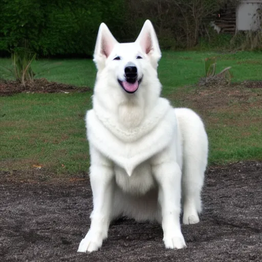 Prompt: white swiss shepherd, realistic, highly detailed