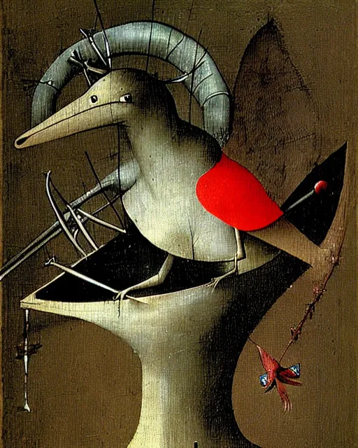 Prompt: hieronymus bosch's funnel bird