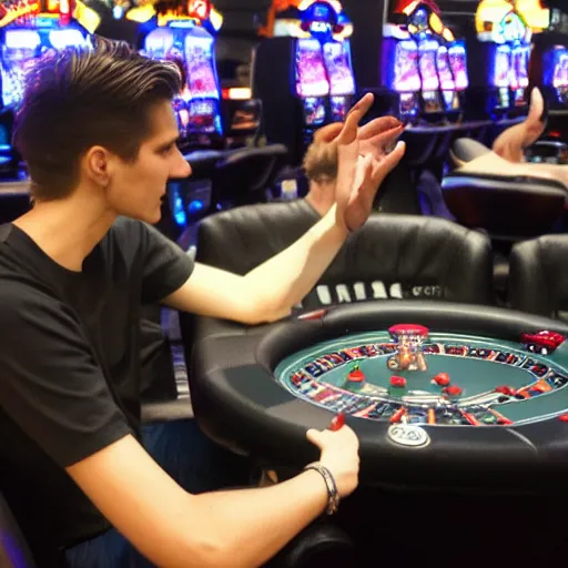 Image similar to gigachad xqc gambling : : realistic : : 1 dslr : : 1 - - quality 2