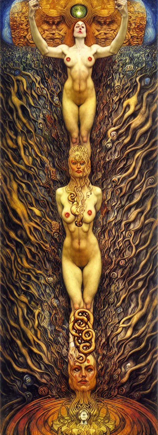 Image similar to Divine Chaos Engine by Karol Bak, Jean Delville, William Blake, Gustav Klimt, and Vincent Van Gogh, symbolist, visionary