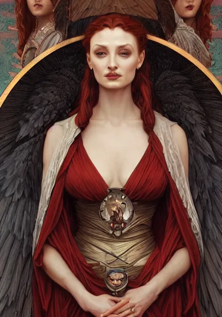 Image similar to sansa angeline jolie gessica chastain mummy goddess of death and blood, intricate, elegant, highly detailed, digital painting, artstation, concept art, smooth, sharp focus, illustration, art by artgerm and greg rutkowski and alphonse mucha and william - adolphe bouguereau