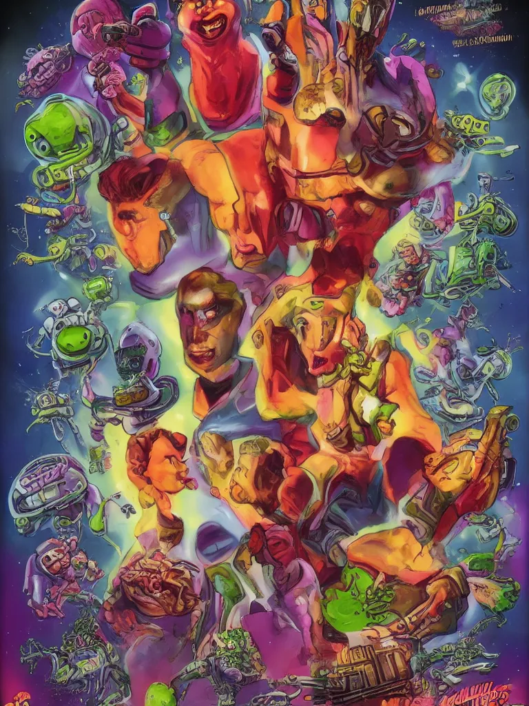 Image similar to Hollywood sci-fi movie poster for salad monsters from outer space!
