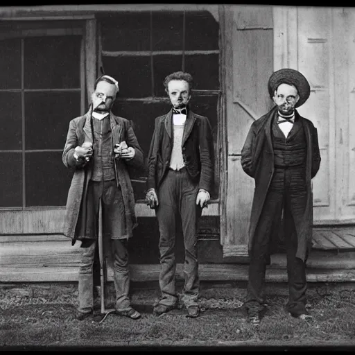 Prompt: photo of rick and morty in 1 8 8 0 s