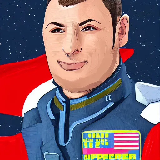 Image similar to id photo of a space officer in military outfit, digital painting