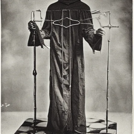 Image similar to machinemench priest from metropolis (1927), 19th century photography, victorian era