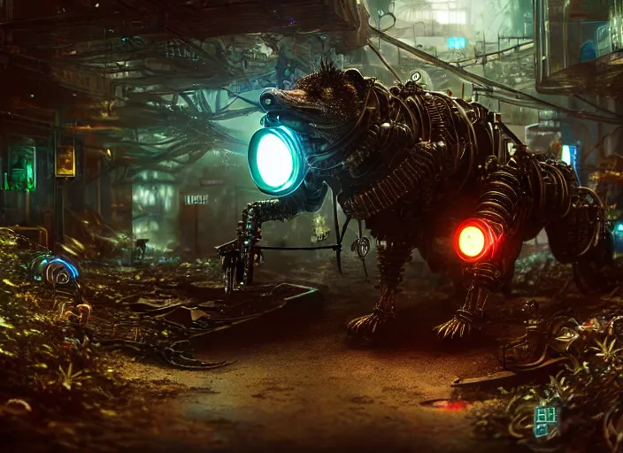 Image similar to intricate terminator hedgehog, on the background of a weird magical mechanical forest. Very detailed 8k. Fantasy cyberpunk horror. Sharp. Cinematic post-processing. Unreal engine. Nanite. Ray tracing. Parallax. Tessellation