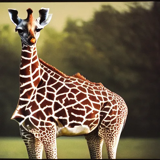 Prompt: a portra 800 photograph of a hybrid between a giraffe and a swan