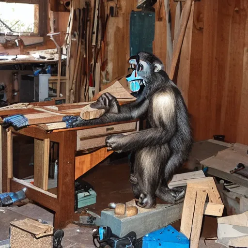 Image similar to carpenter ape in his workshop