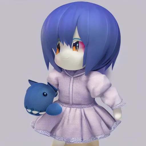 Prompt: cute fumo plush of a girl who is diving deep below the sea, diving suit, deep blue sea, vray caustics and refraction