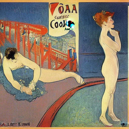 Image similar to an advertisement for coka - cola by henri toulouse lautrec