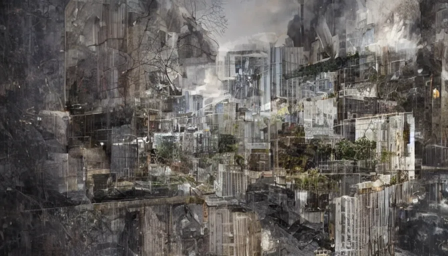 Image similar to complex city, trees, transparency