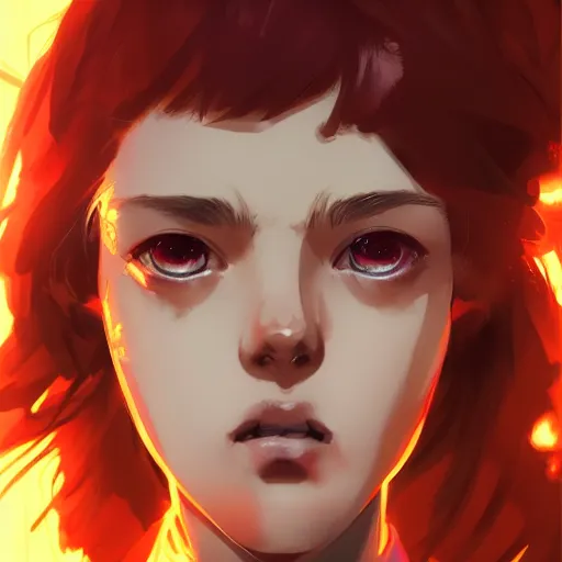 Prompt: portrait of a teen girl with short red hair, dramatic lighting, anime illustration by Alexis Franklin, Greg rutkowski, yoji shinkawa, 4k, digital art, concept art, trending on artstation, アニメ, featured on pixiv