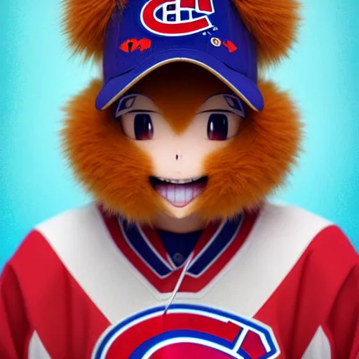 Image similar to anime Portrait of Youppi the Habs Montreal Canadiens Mascot as a very cute powerful and friendly pokemon, highly detailed anime, smooth, sharp focus, dynamic lighting, intricate, trending on ArtStation, illustration pokemon, art by WLOP