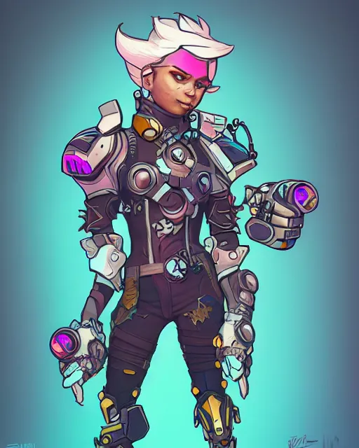 Prompt: a tiny punk kid with a massive gauntlet, smooth, intricate, elegant, digital painting, artstation, concept art, sharp focus, illustration, art by josan gonzalez and blizzard studios, overwatch character,