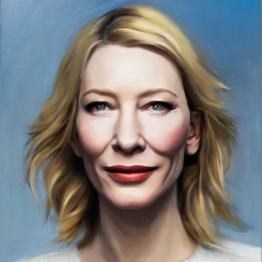 Image similar to realistic oil painting of cate blanchett