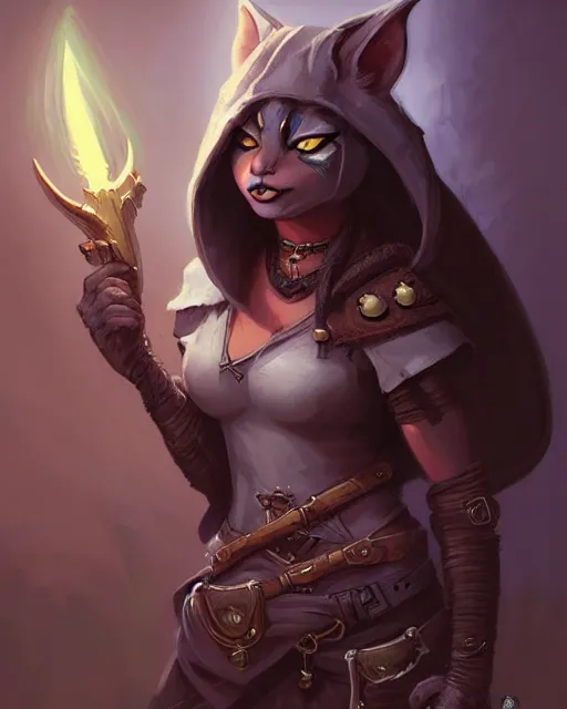 Image similar to Tabaxi :: Rogue, pretty, beautiful, DnD character art portrait, black hair, necromancy, matte fantasy painting, DeviantArt Artstation, by Jason Felix by Steve Argyle by Tyler Jacobson by Peter Mohrbacher, cinematic lighting.