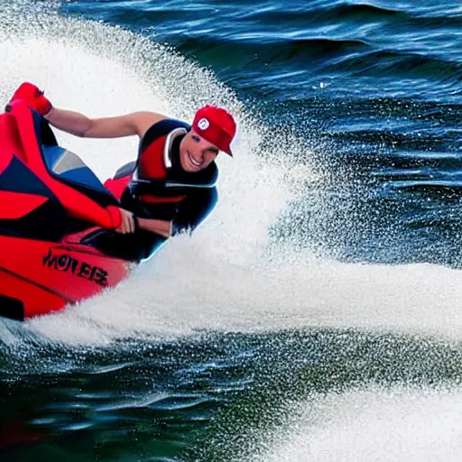 Prompt: (doctor Michael Morbius) riding a jet ski