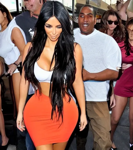 Prompt: candid photo of kim kardashian wearing a hooters outfit