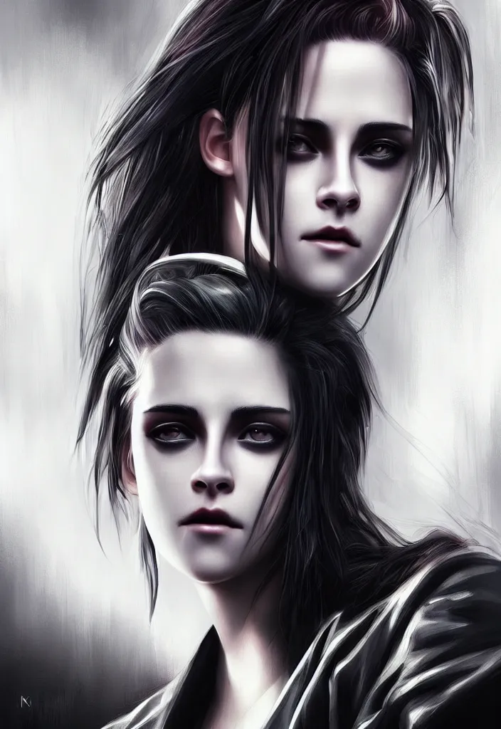 Image similar to portrait cyberpunk Kristen Stewart by Ikeuchi, art by Artgerm, extremely beautiful and proportionate face, sharp focus, hyper detailled, trending on artstation