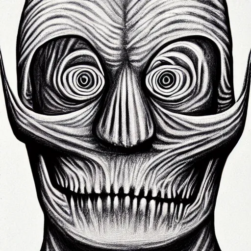 Image similar to conehead teletubbies skeleton anatomy self portrait, alex grey painting