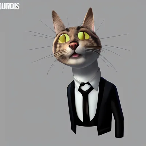 Prompt: cat in suit, irti funny picture, 3 1 5 2 tags cat head, suit smart tux, realistic cat, 4 k, render,