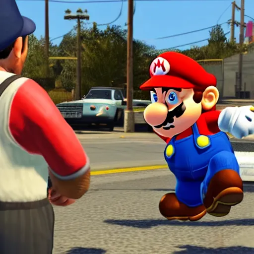 Prompt: mario in gta V