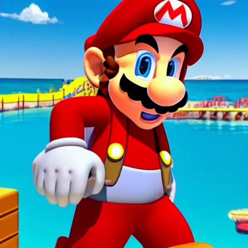 Image similar to Mario in a red hat in the style of Harmony Korine Spring Breakers spring break forever film aesthetic!!!