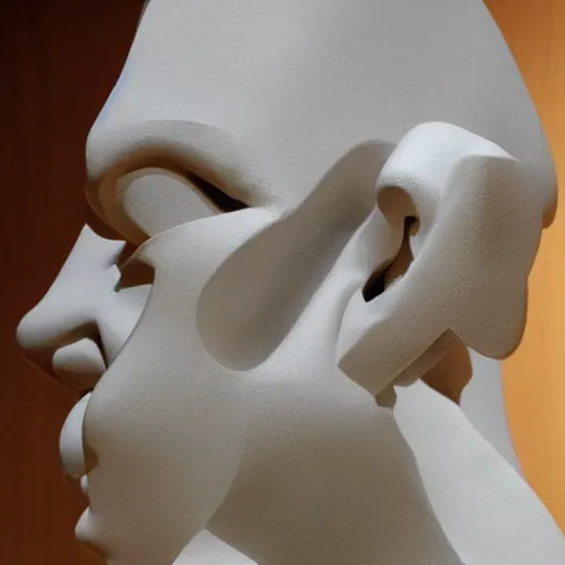 Image similar to A three-dimensional sculpture that appears to be a two-dimensional painting from certain angles.