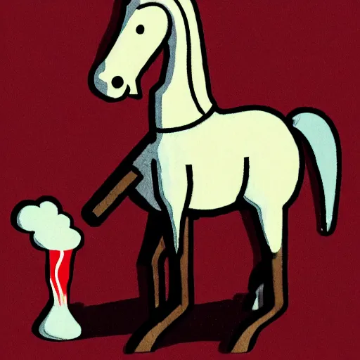 Image similar to an antropomorphic horse wearing a suit smoking a cigar