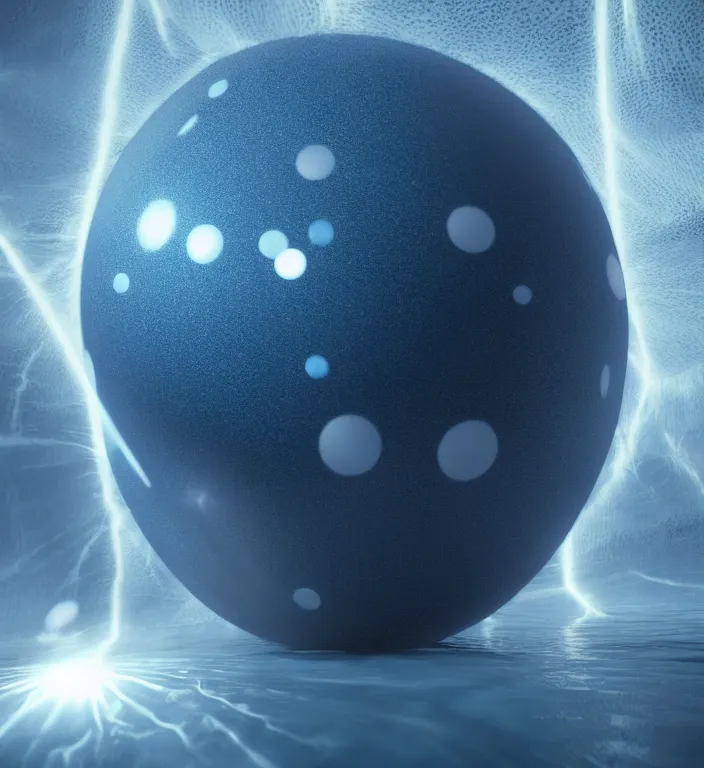 Prompt: a blue ball in water + god rays + dramatic lightning + backlit + studio light + specular highlights + ambient occlusion + global illumination + bump map + reflective + caustics + refractive + unreal engine 5 + DOF + sharp focus