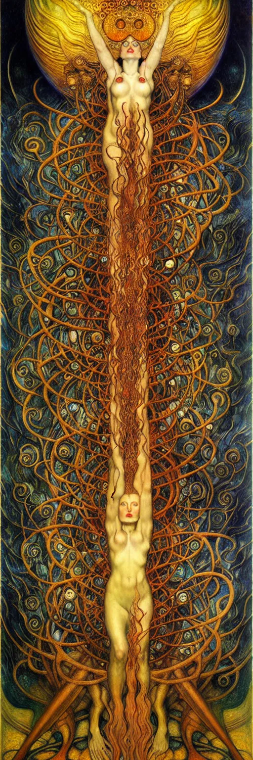 Image similar to Divine Chaos Engine by Karol Bak, Jean Delville, William Blake, Gustav Klimt, and Vincent Van Gogh, symbolist, visionary