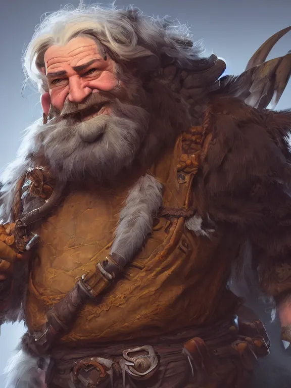 Image similar to Jovial High Fantasy Dwarf with his Raven, RPG Portrait Reference, Oil Painting, Trending on Artstation, octane render, Insanely Detailed, 8k, HD