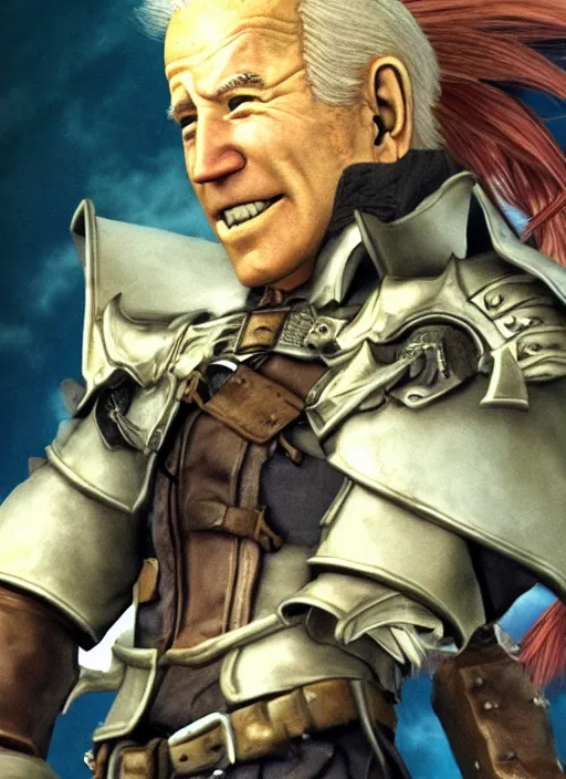 Prompt: a full portrait photo of biden in final fantasy ix style, f / 2 2, 3 5 mm, 2 7 0 0 k, lighting, perfect faces, award winning photography.