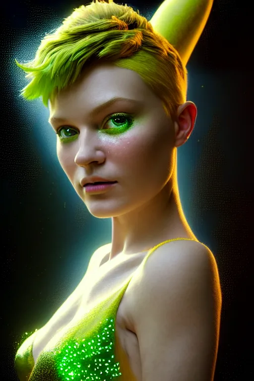 Image similar to hyperrealistic mixed media painting of tinker bell, full body, stunning 3d render inspired art by P. Craig Russell and Barry Windsor-Smith + perfect facial symmetry + dim volumetric lighting, 8k octane beautifully detailed render, post-processing, extremely hyperdetailed, intricate, epic composition, grim yet sparkling atmosphere, cinematic lighting + masterpiece, trending on artstation, very very detailed, masterpiece, stunning