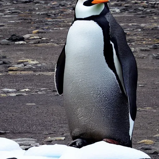 Prompt: “a giant stone statue of a penguin, Antarctica”