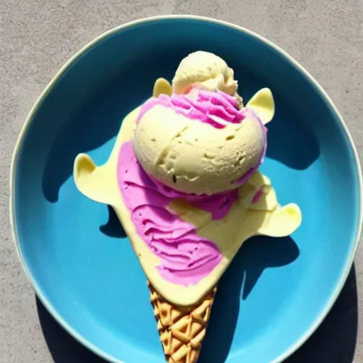 Prompt: An Ice Cream thats in the shape of a dragon