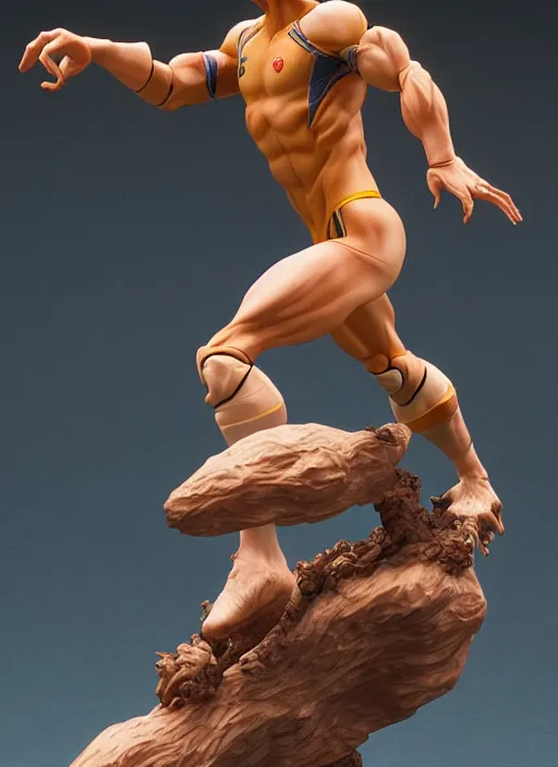 Image similar to captain tsubasa anime figurine, art by gerald brom, greg rutkowski and artgerm and james jean and zdzisław beksinski, unreal engine, studio lighting