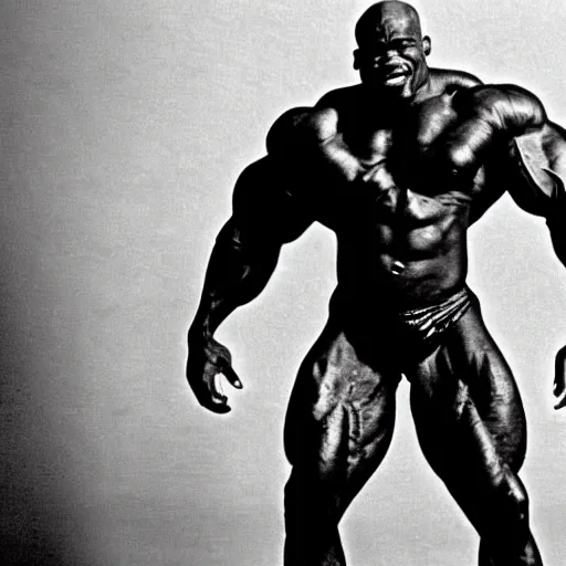 Prompt: king kong with ronnie coleman's physique