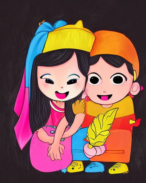 Prompt: cutest cartoon illustration of raksha bandhan, cute, colorful, beautiful, artstation, deviantart, pinterest, 5 0 0 px