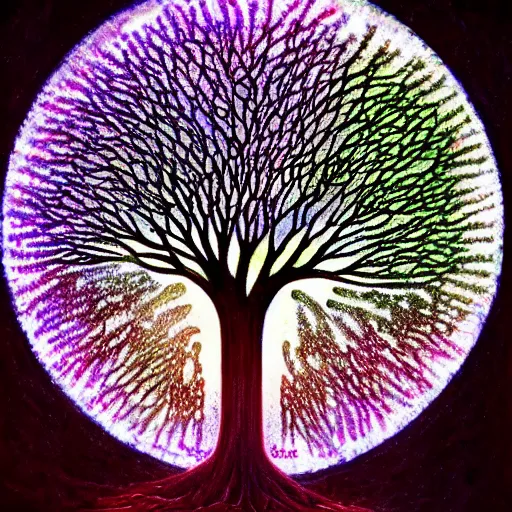 Prompt: luminous tree of life by daniel conway