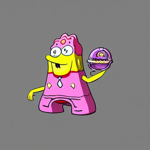 Prompt: Spongebob cosplaying as Lickitung, concept art