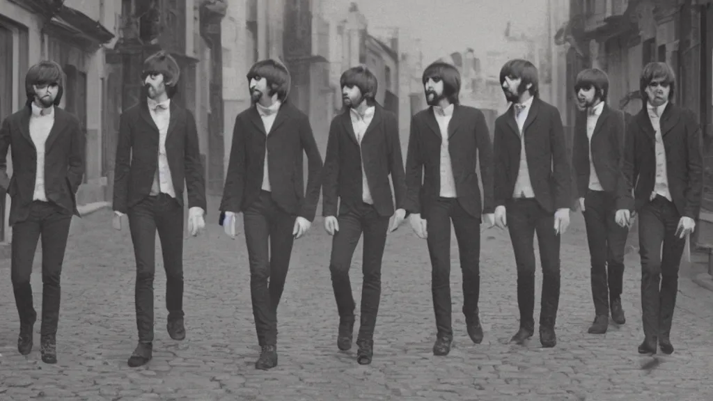 Prompt: The Beatles, Daguerreotype, 1852, rendered in octane, rendered in vray, rendered in Arnold, insanely detailed, photorealistic, cinematic, global illumination