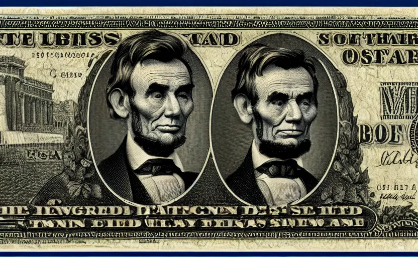 Image similar to rectangular photograph of five dollar u. s. currency note featuring lincoln