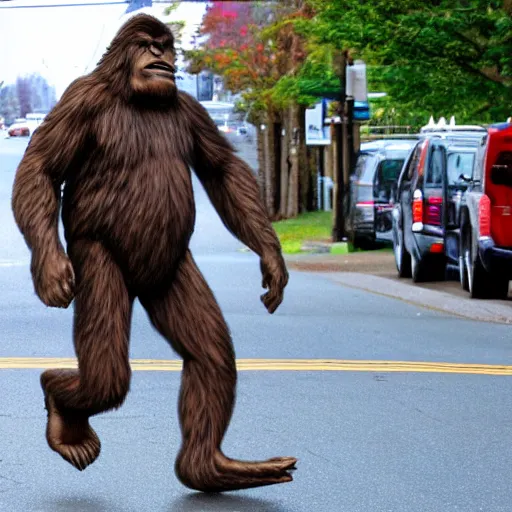 Image similar to bigfoot walking down the street in downtown Bremerton Washington