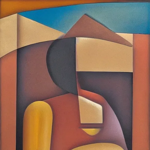 Prompt: woman as the natural landscape, her curves form the mountains and rivers of the land , high quality art in the style of cubism and georgia o’keefe,